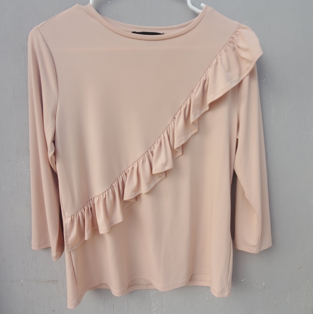 Ivanka Trump Ruffle Long Sleeve Top
